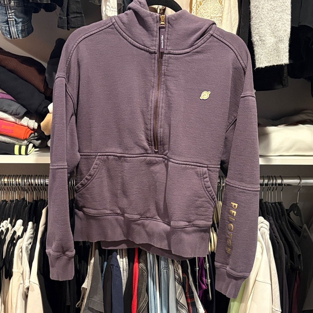 Peloton Lavender Half-Zip Hoodie with Gold Accents